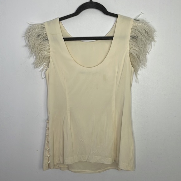 Twelfth street by Cynthia Vincent silk feather cream tank top - Picture 9 of 13